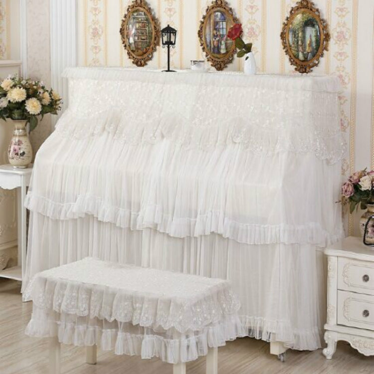 Lace Embroidered Piano Full Dust Cover, Size: 153x33x120cm Sigle Seat(White)