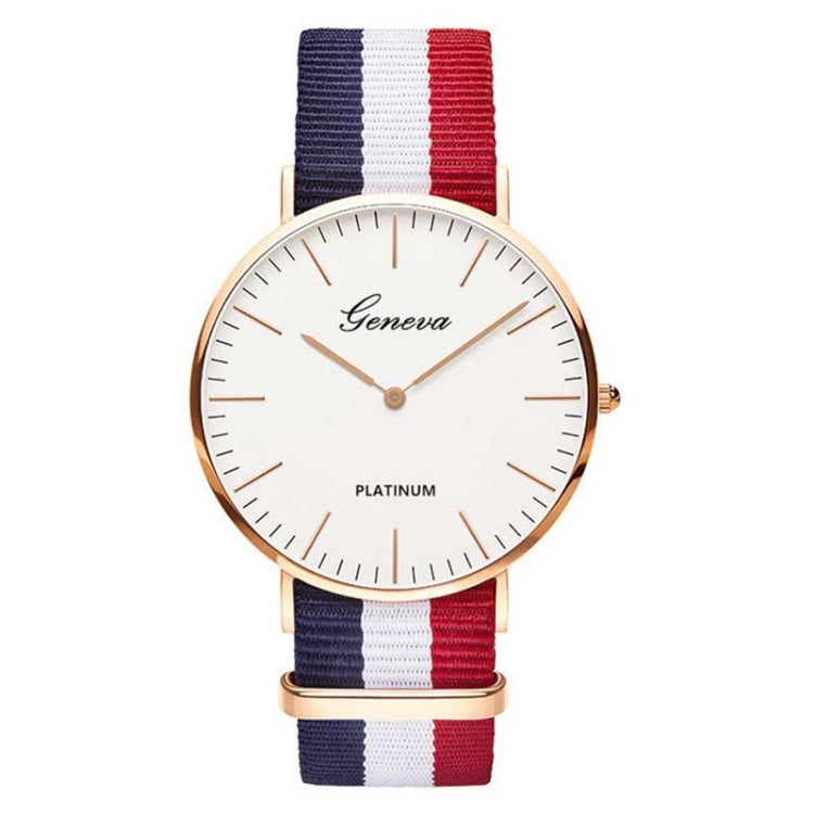 2 PCS Simple Ultra-thin Large Dial Two-pin Color Matching Nylon Canvas Belt Quartz Watch