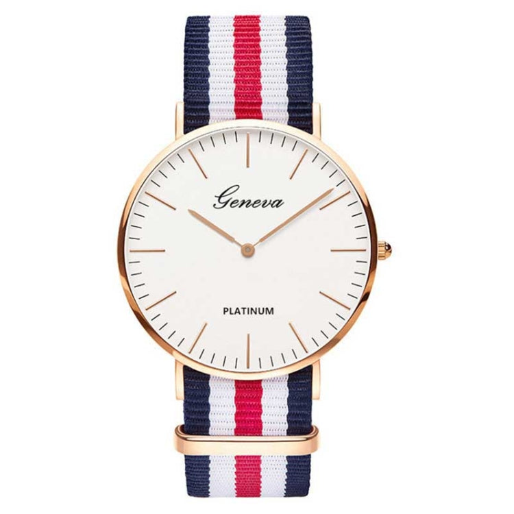 2 PCS Simple Ultra-thin Large Dial Two-pin Color Matching Nylon Canvas Belt Quartz Watch