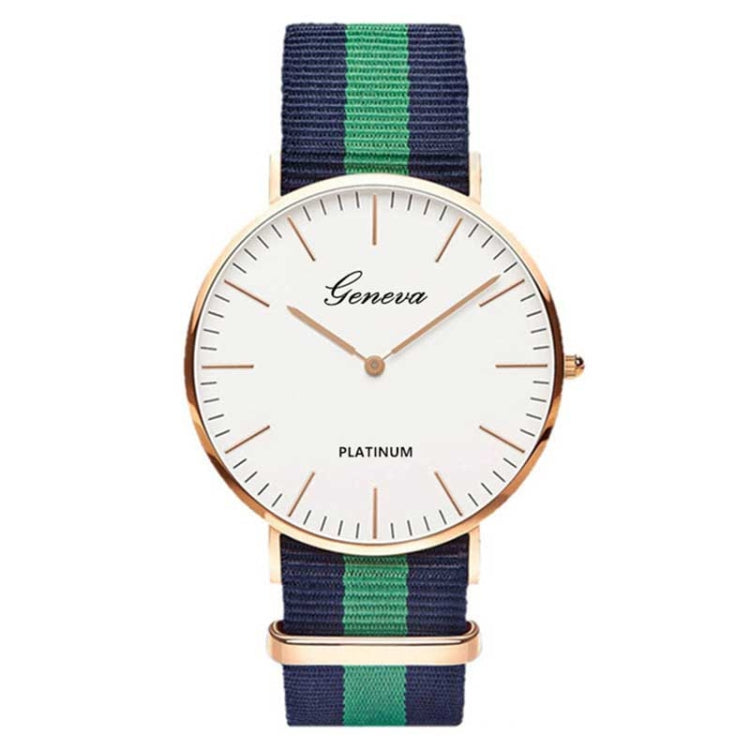 2 PCS Simple Ultra-thin Large Dial Two-pin Color Matching Nylon Canvas Belt Quartz Watch
