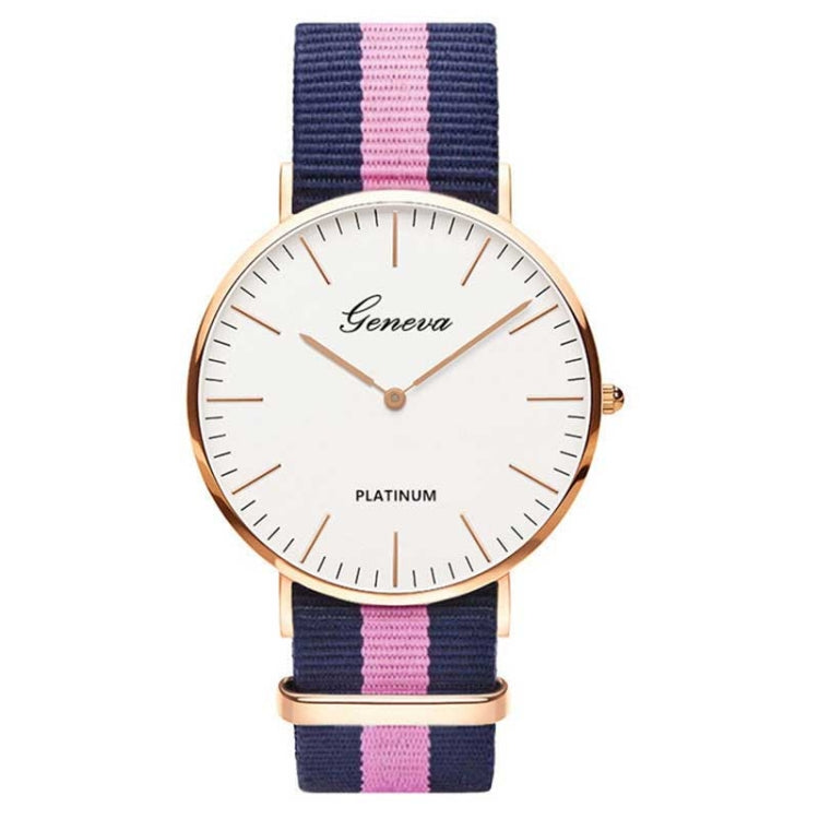 2 PCS Simple Ultra-thin Large Dial Two-pin Color Matching Nylon Canvas Belt Quartz Watch