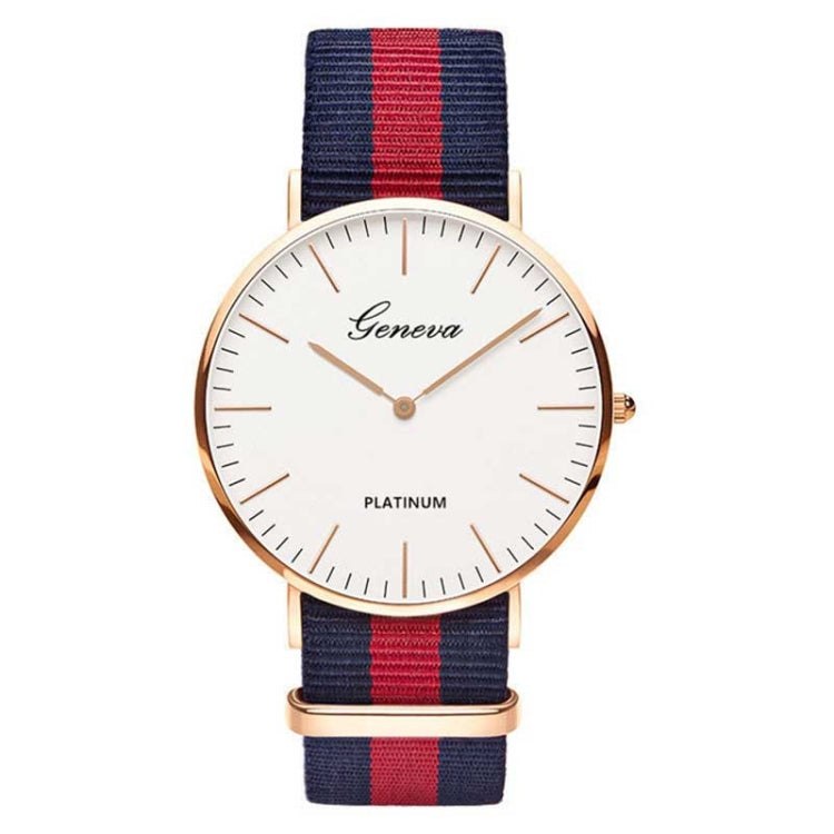 2 PCS Simple Ultra-thin Large Dial Two-pin Color Matching Nylon Canvas Belt Quartz Watch