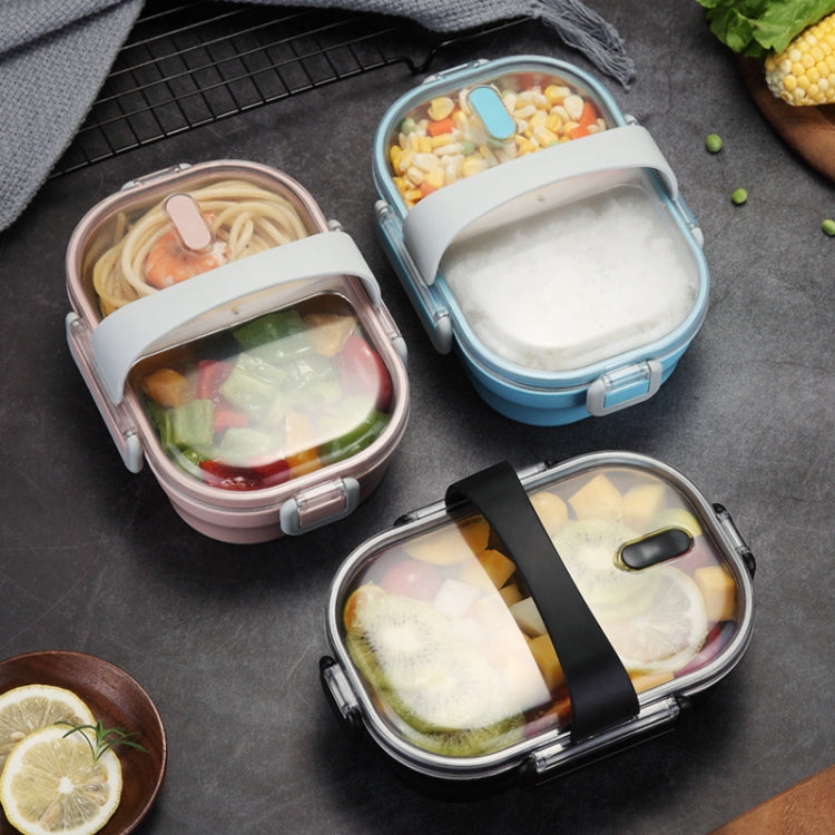 Portable Lunch Box For Kids School 304 Stainless Steel Box Kitchen Leak-proof Food Container Food Box(Black)