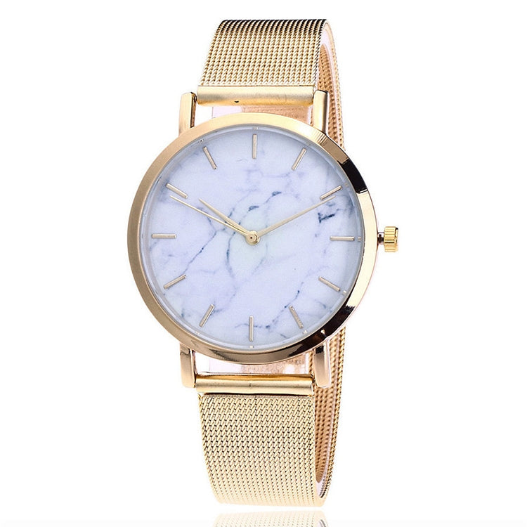 2 PCS Women Marbled Texture Mesh Belt Watch
