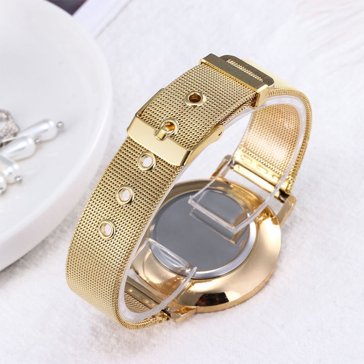 2 PCS Women Marbled Texture Mesh Belt Watch