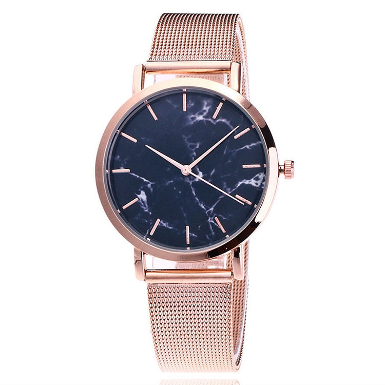 2 PCS Women Marbled Texture Mesh Belt Watch