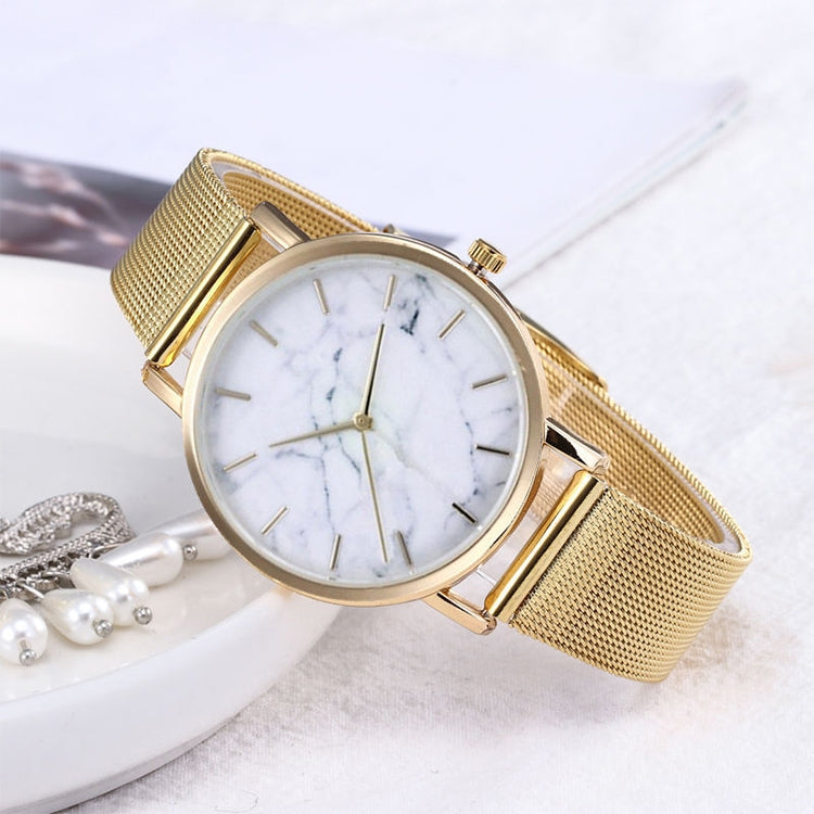 2 PCS Women Marbled Texture Mesh Belt Watch