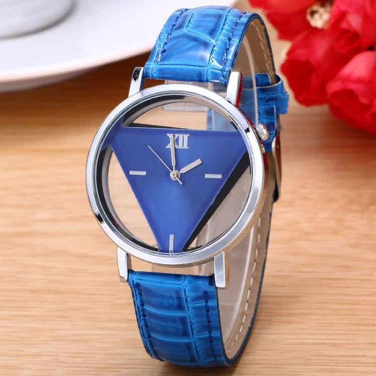 Snake Belt Women Watch Double-Sided Hollow Perspective Triangle Quartz Watch