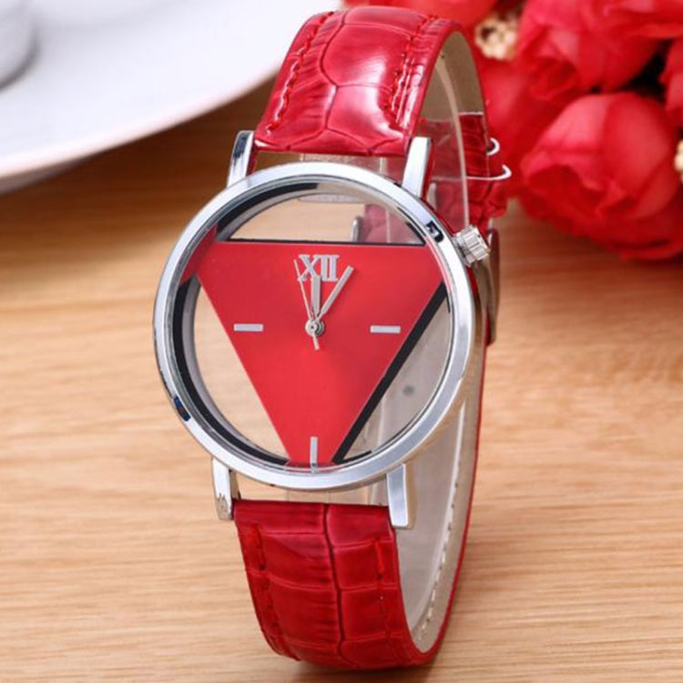 Snake Belt Women Watch Double-Sided Hollow Perspective Triangle Quartz Watch