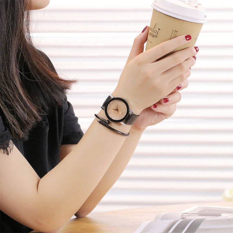 2 PCS Watch Casual Simple Quartz Clock for Women Leather Strap Wrist Watch