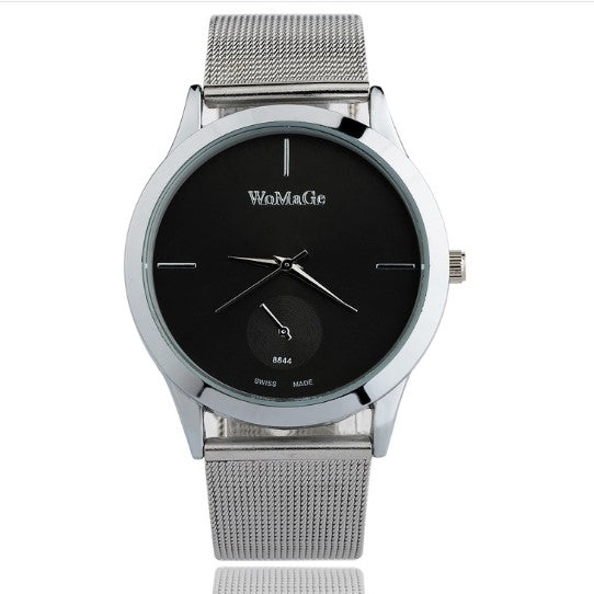 WoMaGe W0055 Fashion Alloy Belt Mesh Watch for Men / Women