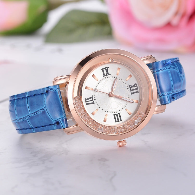 shshd Simple Rhinestone Rome Number Leather Belt Quartz Watch for Women