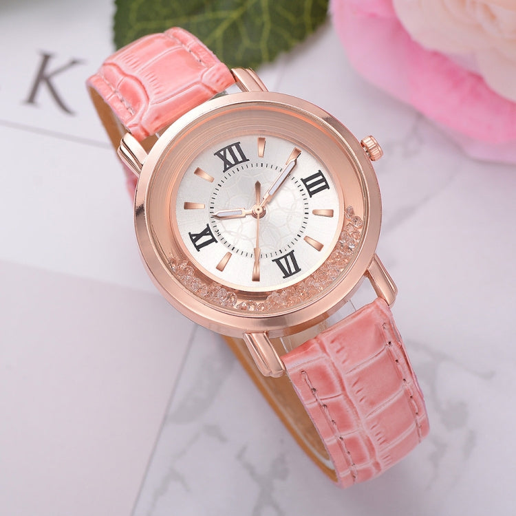 shshd Simple Rhinestone Rome Number Leather Belt Quartz Watch for Women
