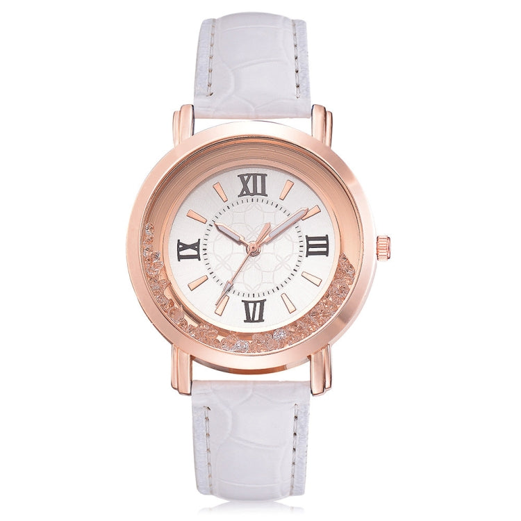 shshd Simple Rhinestone Rome Number Leather Belt Quartz Watch for Women