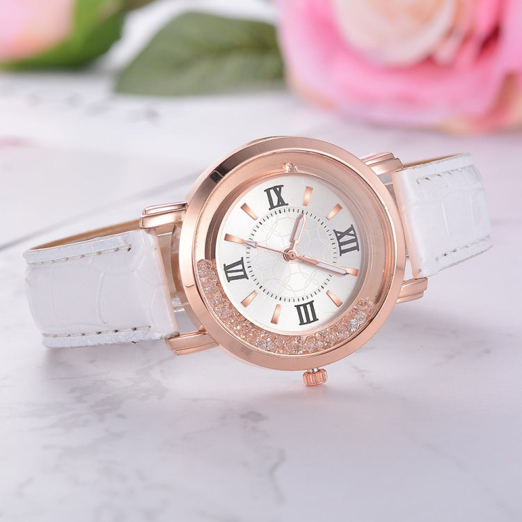 shshd Simple Rhinestone Rome Number Leather Belt Quartz Watch for Women