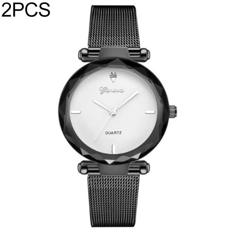 2 PCS Stainless Steel Analog Quartz Watch for Women