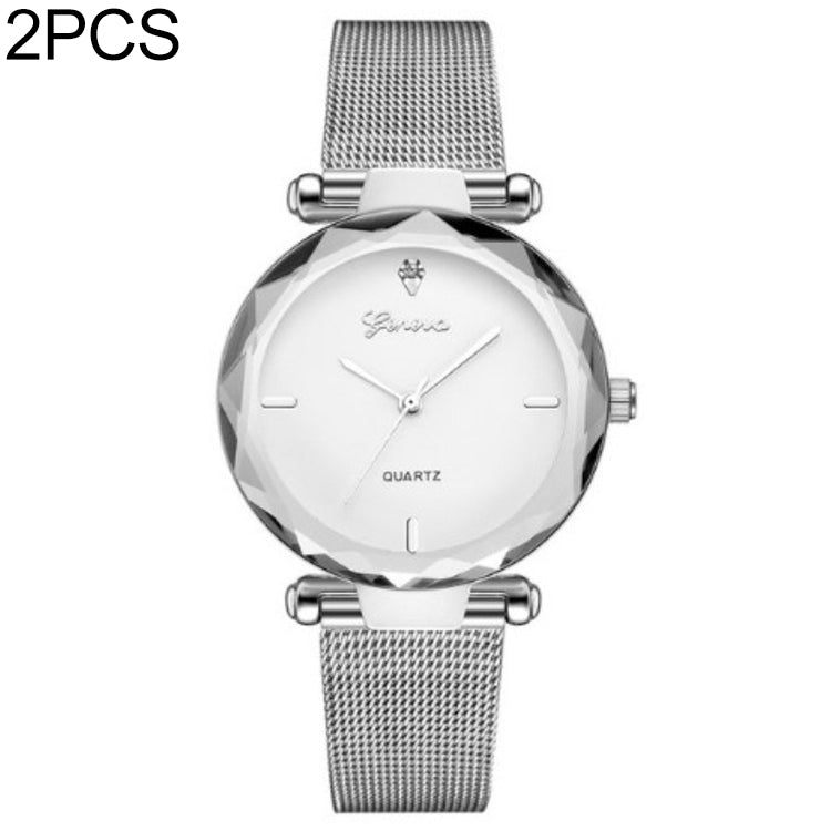 2 PCS Stainless Steel Analog Quartz Watch for Women