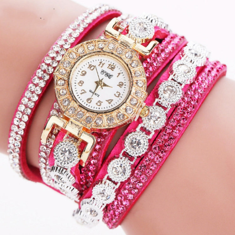 2 PCS Small Dial Diamond-plated Winding Bracelet Quartz Watch