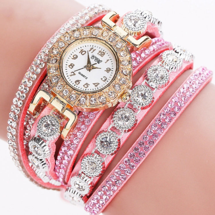 2 PCS Small Dial Diamond-plated Winding Bracelet Quartz Watch