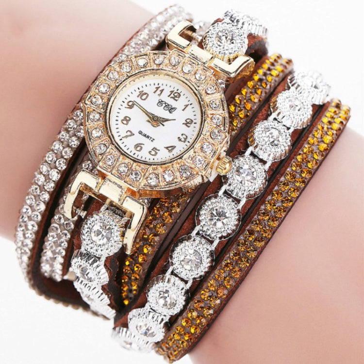 2 PCS Small Dial Diamond-plated Winding Bracelet Quartz Watch