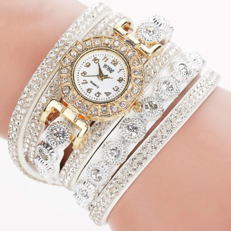 2 PCS Small Dial Diamond-plated Winding Bracelet Quartz Watch