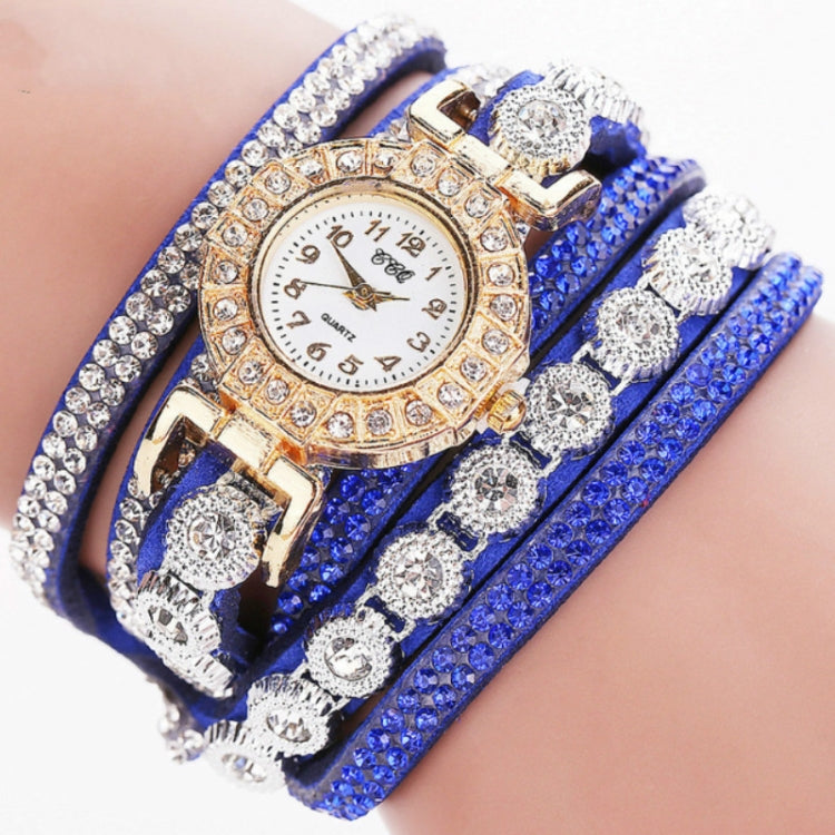 2 PCS Small Dial Diamond-plated Winding Bracelet Quartz Watch