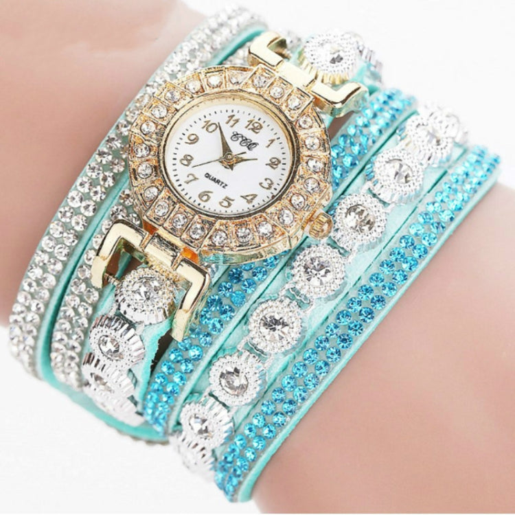 2 PCS Small Dial Diamond-plated Winding Bracelet Quartz Watch