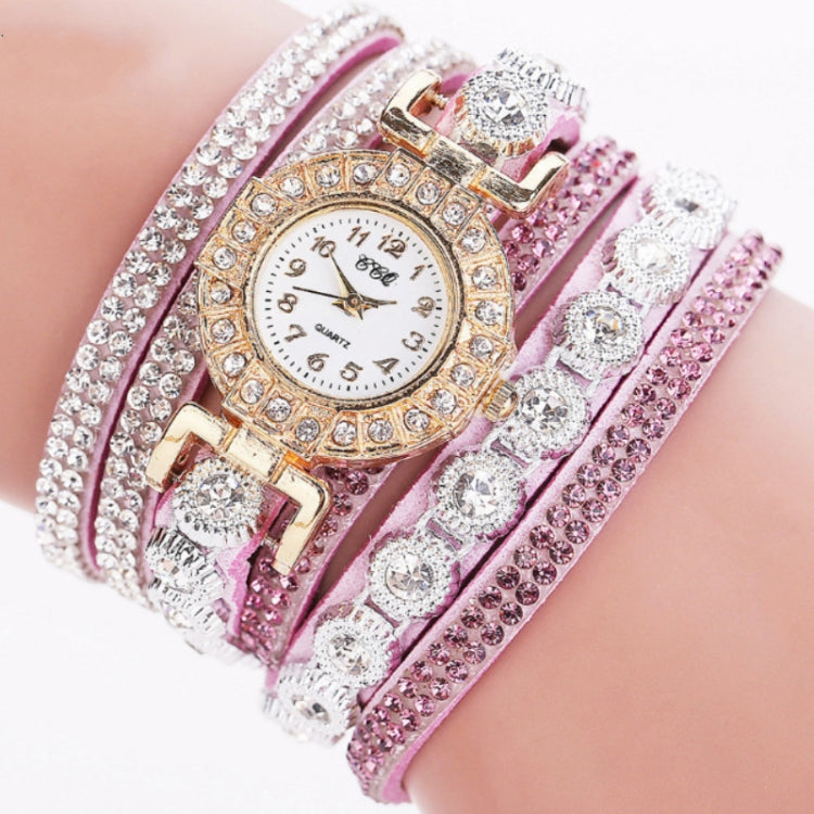 2 PCS Small Dial Diamond-plated Winding Bracelet Quartz Watch