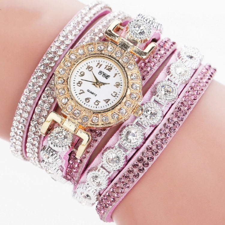 2 PCS Small Dial Diamond-plated Winding Bracelet Quartz Watch
