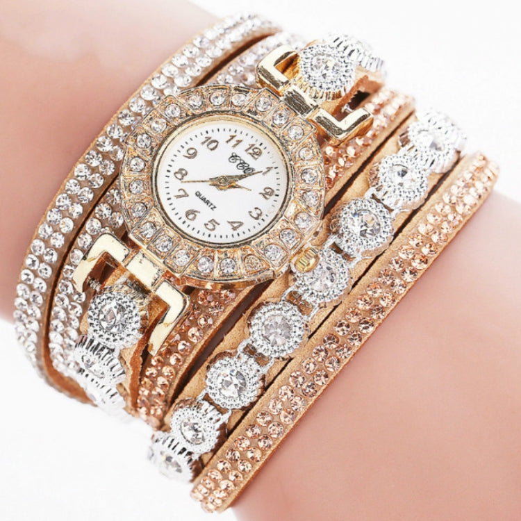 2 PCS Small Dial Diamond-plated Winding Bracelet Quartz Watch