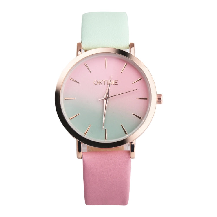 OKTIME WOK13402 2 PCS Retro Gradient Color Design Leather Belt Quartz Watch for Men / Women