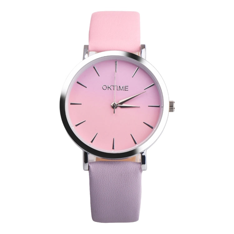 OKTIME WOK13402 2 PCS Retro Gradient Color Design Leather Belt Quartz Watch for Men / Women