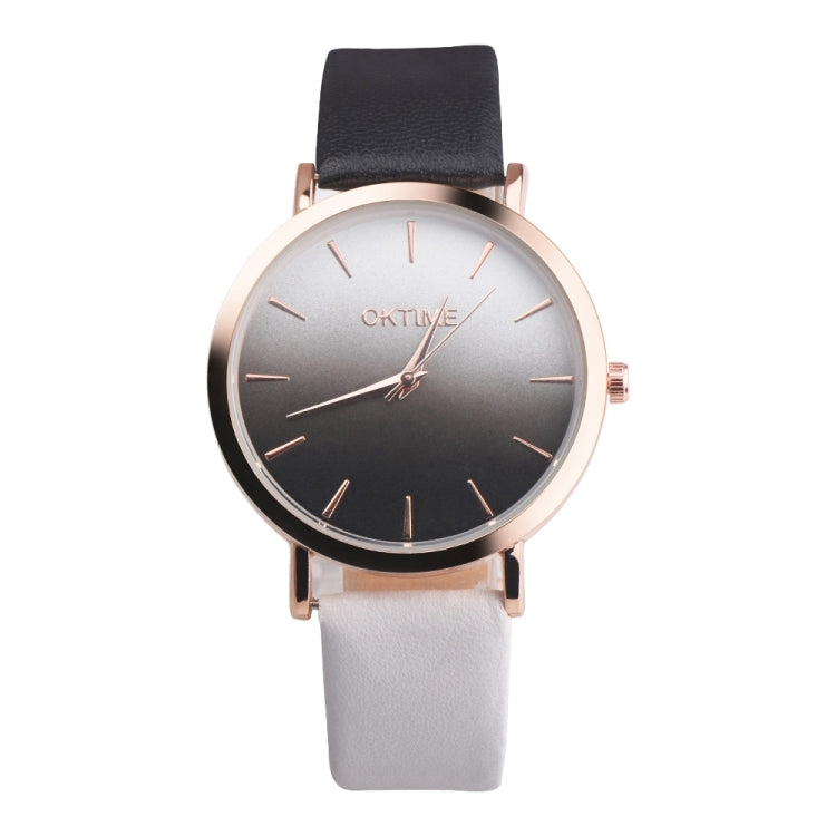 OKTIME WOK13402 2 PCS Retro Gradient Color Design Leather Belt Quartz Watch for Men / Women
