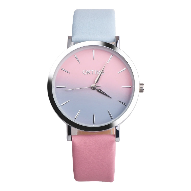 OKTIME WOK13402 2 PCS Retro Gradient Color Design Leather Belt Quartz Watch for Men / Women