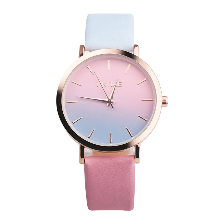 OKTIME WOK13402 2 PCS Retro Gradient Color Design Leather Belt Quartz Watch for Men / Women