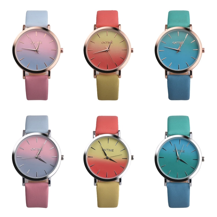 OKTIME WOK13402 2 PCS Retro Gradient Color Design Leather Belt Quartz Watch for Men / Women