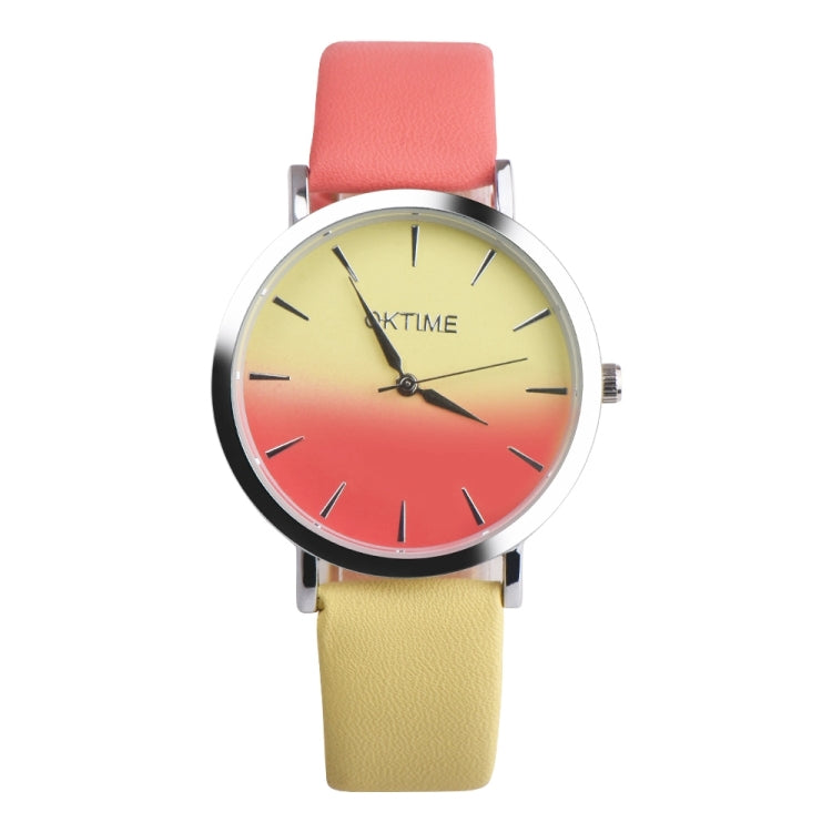 OKTIME WOK13402 2 PCS Retro Gradient Color Design Leather Belt Quartz Watch for Men / Women