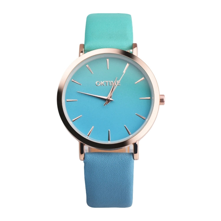 OKTIME WOK13402 2 PCS Retro Gradient Color Design Leather Belt Quartz Watch for Men / Women