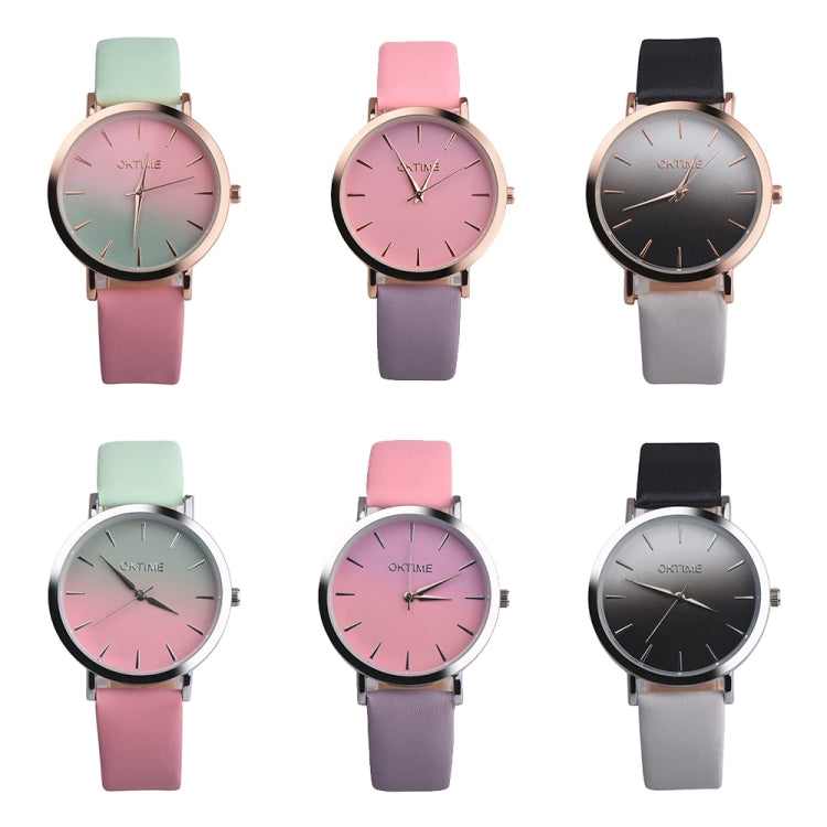 OKTIME WOK13402 2 PCS Retro Gradient Color Design Leather Belt Quartz Watch for Men / Women
