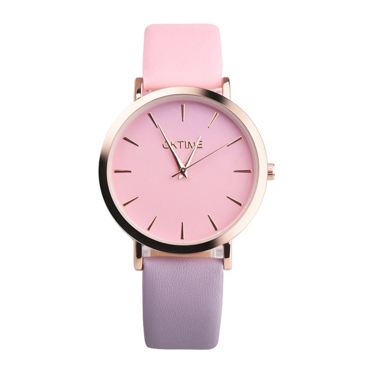 OKTIME WOK13402 2 PCS Retro Gradient Color Design Leather Belt Quartz Watch for Men / Women