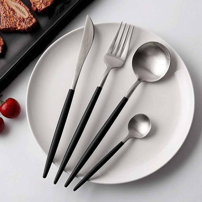 Stainless Steel Cutlery Knives Forks Spoons Western Kitchen Dinnerware Home Party Tableware Set