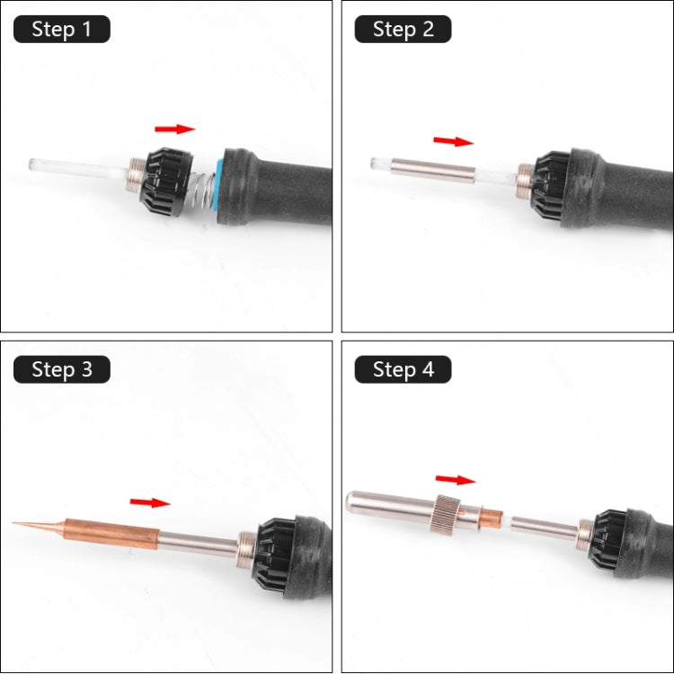 936 Soldering Station Handle Electric Iron Accessories Iron Tube Nut Constant Temperature Soldering Station, Style:Three-piece Set