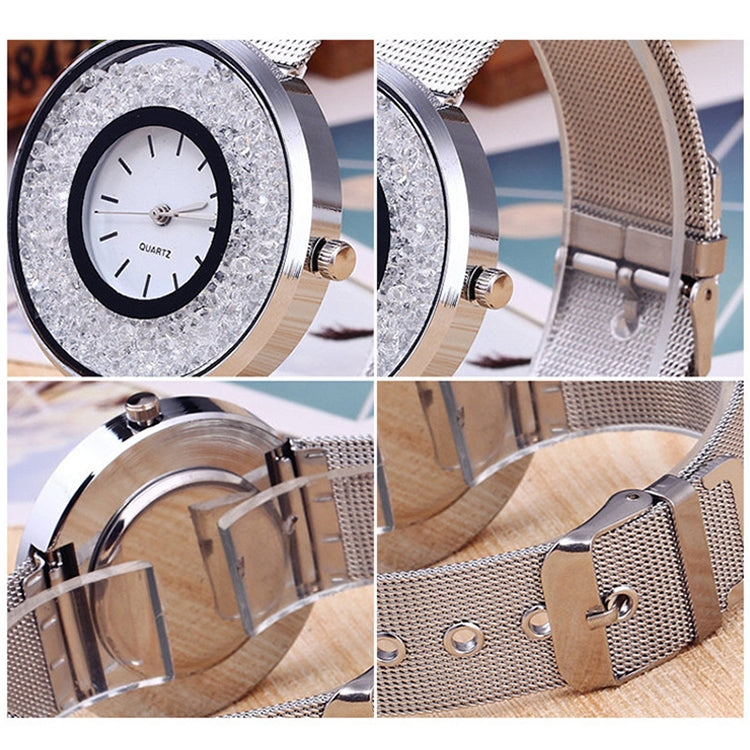 Quick Sand Alloy Mesh Belt Watch(Rose gold)