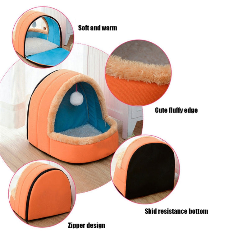 Pet Dog Cat  Warm Soft Bed Pet Cushion Dog Kennel Cat Castle Foldable Puppy House with Toy Ball, Size:M