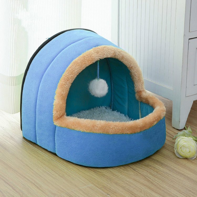 Pet Dog Cat  Warm Soft Bed Pet Cushion Dog Kennel Cat Castle Foldable Puppy House with Toy Ball, Size:L