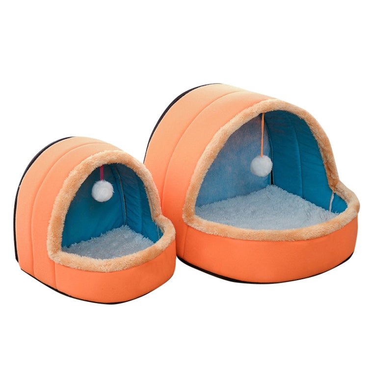 Pet Dog Cat  Warm Soft Bed Pet Cushion Dog Kennel Cat Castle Foldable Puppy House with Toy Ball, Size:L
