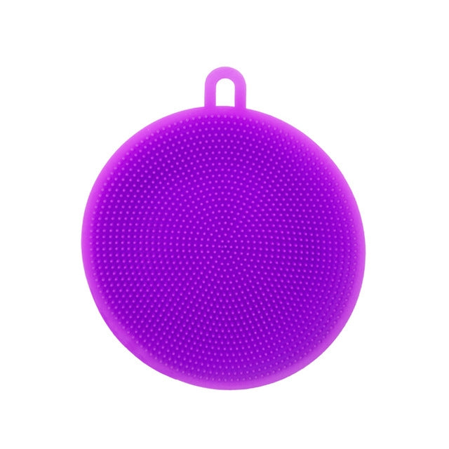 3 PCS Magic Cleaning Brushes Soft Silicone Dish Bowl Pot Pan Cleaning Sponges, Color: Purple
