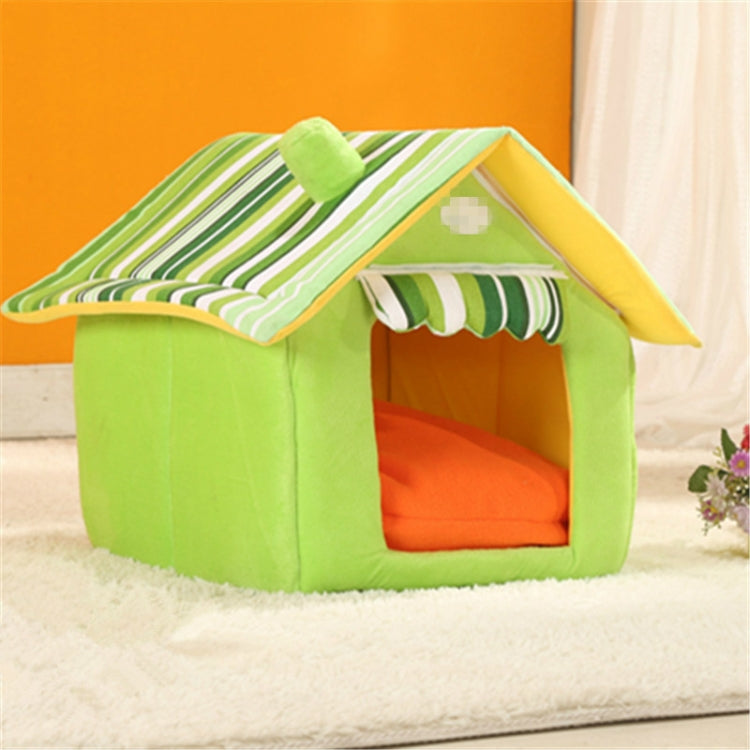 Removable Washable Dog House Warm Soft Home Shape Bed With Cushion for Dog Cat, Size:M