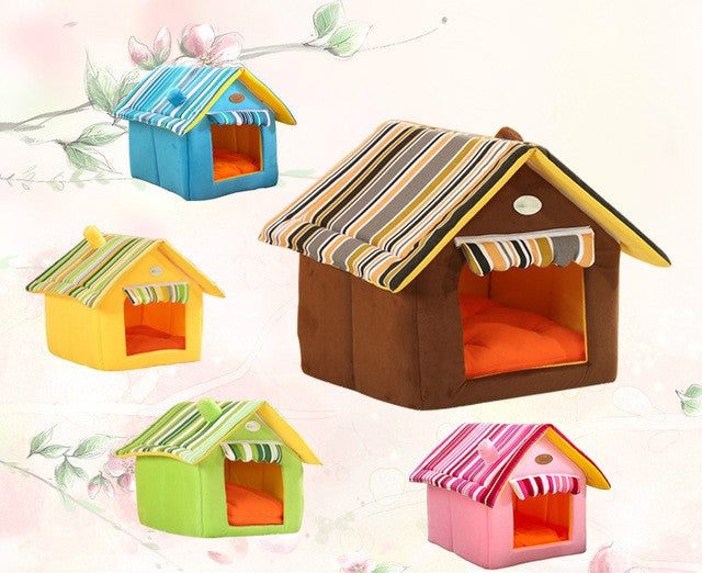 Removable Washable Dog House Warm Soft Home Shape Bed With Cushion for Dog Cat, Size:XL