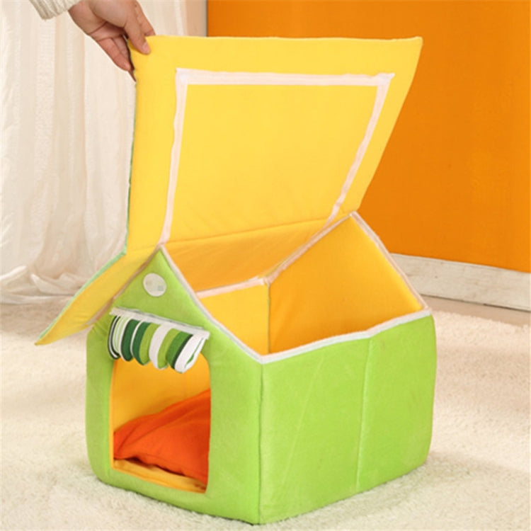 Removable Washable Dog House Warm Soft Home Shape Bed With Cushion for Dog Cat, Size:XL
